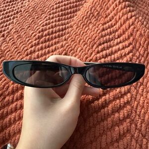 Black Slim Rectangle Sunglasses
